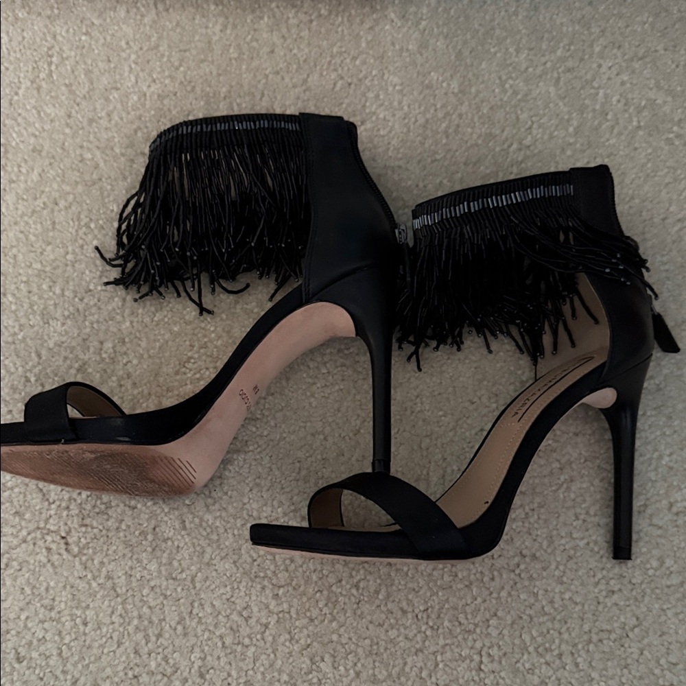 BCBG Black Fringe Heels